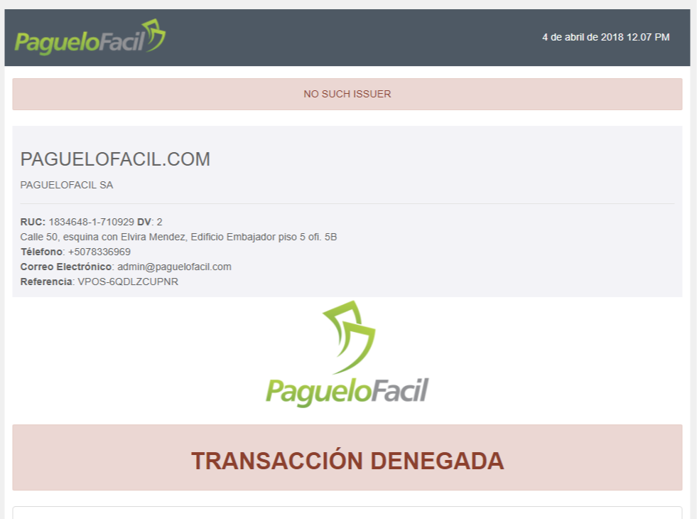 Transacción Denegada